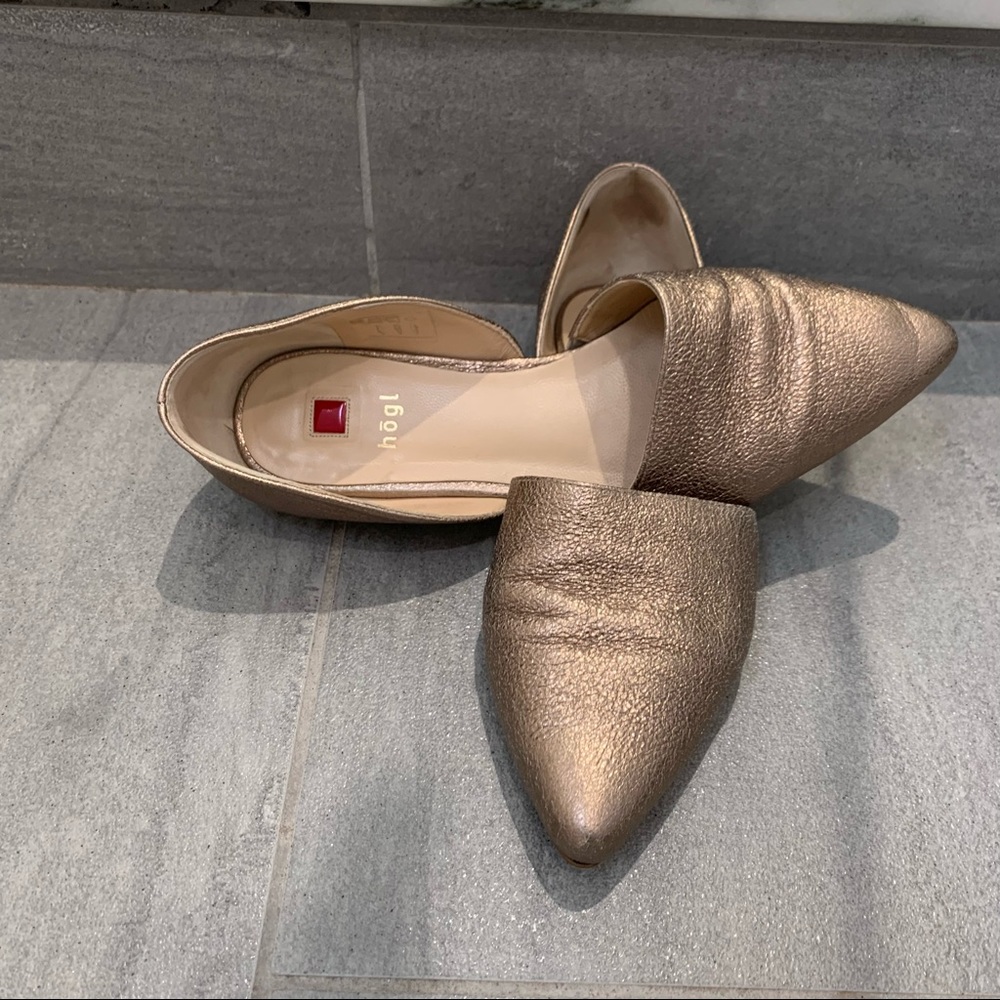 Hogl rose gold pointy toe ballet slipper